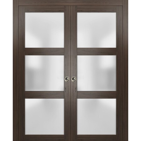 Sartodoors Double Pocket Interior Door, 72" x 80", Chocolate LUCIA2552DP-CA-72